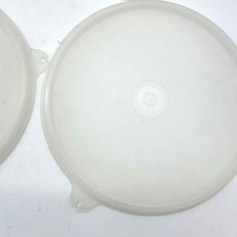Tupperware Replacement Lids 4 Pack 800-48 Sheer White Round Plastic Vintage